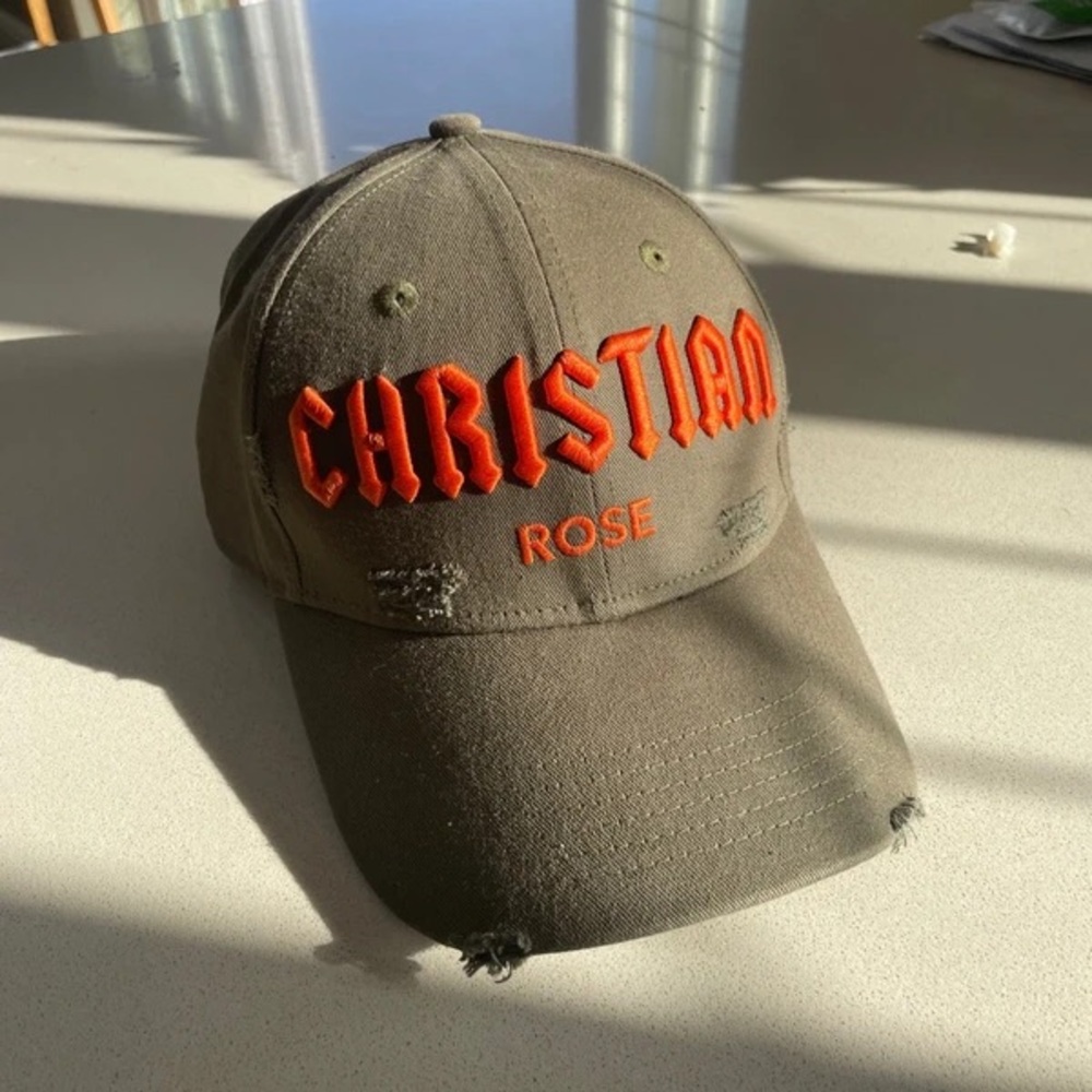 Olive Cap with Orange Embroidery